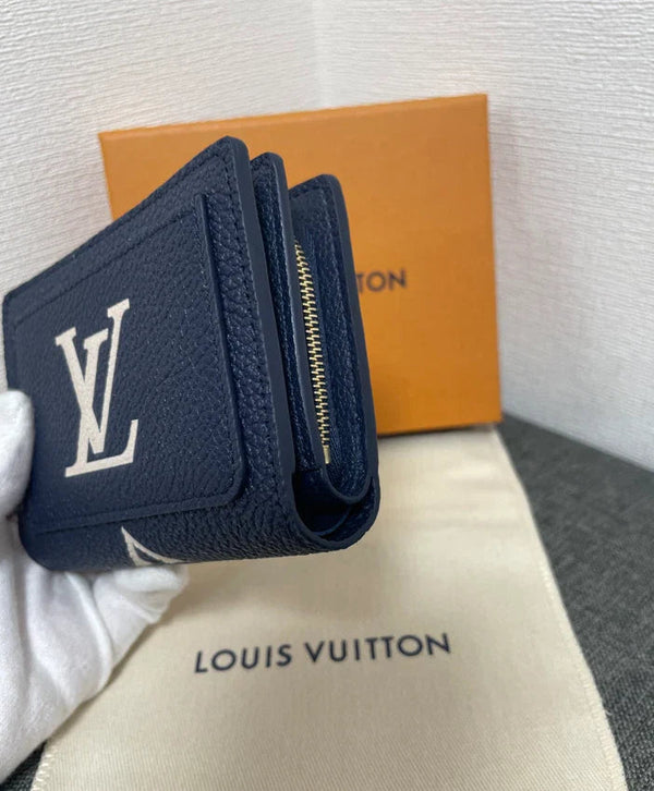 LV Cléa Wallet Purse Navy Blue Beige Cowhide