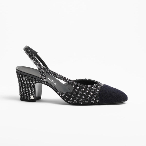 slingbacks black 65 iridescent tweed
