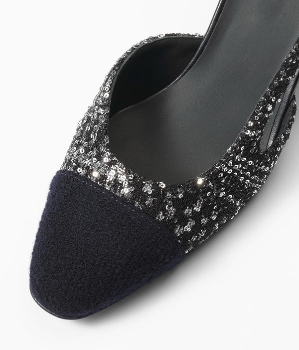 slingbacks black 65 iridescent tweed