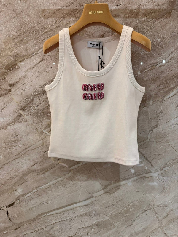 Canotta con perline fatte a mano Miu