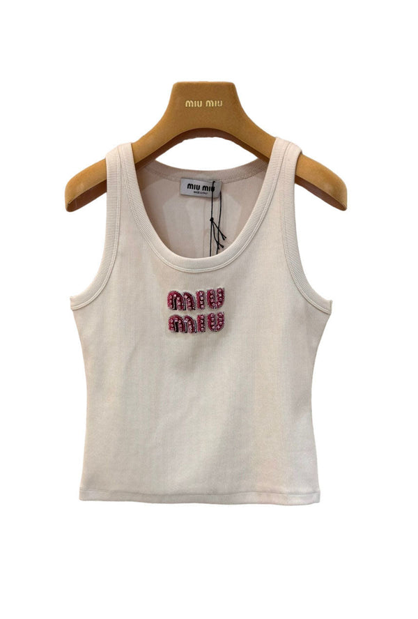 Canotta con perline fatte a mano Miu