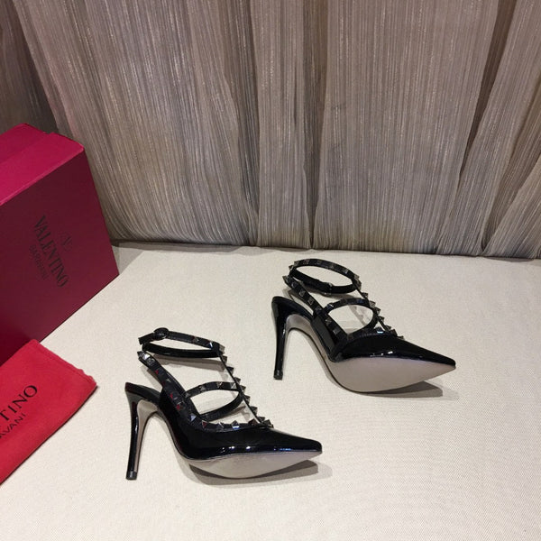 Valentino Rockstud Caged Pumps 100mm Black Patent Leather 239640
