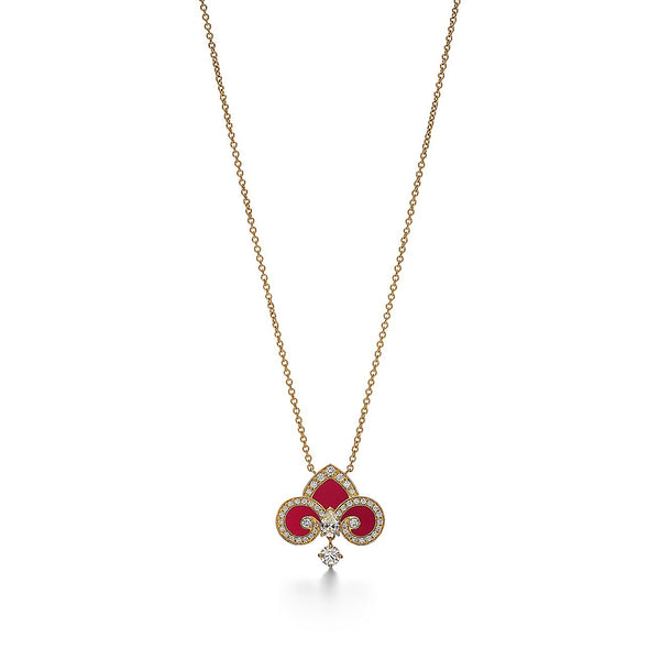 FLEUR DE LIS PINK GOLD DIAMOND NECKLACE