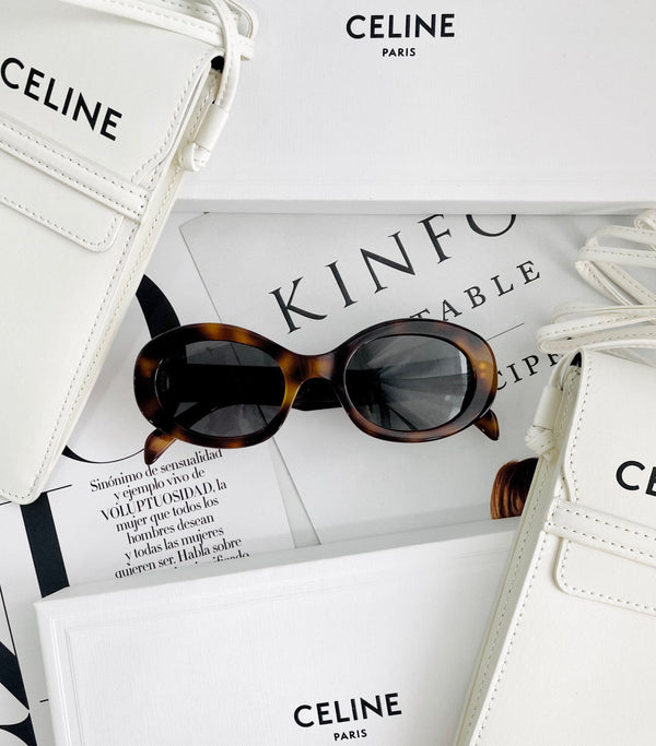 Celine Triomphe Oval Sunglasses Brown