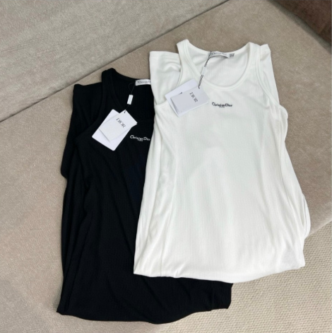 CD 25 Abito gilet ricamato in filo nero bianco cotone