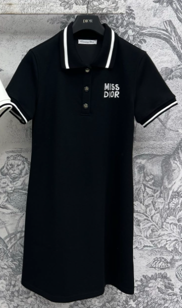 CD 25 Polo Collar Dress Black and White cotton polyester