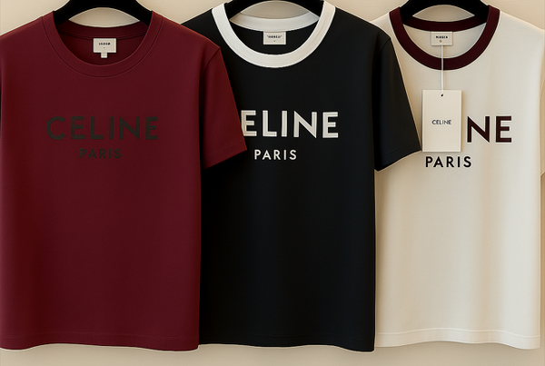 Celine T-shirt Red Black White Cotton