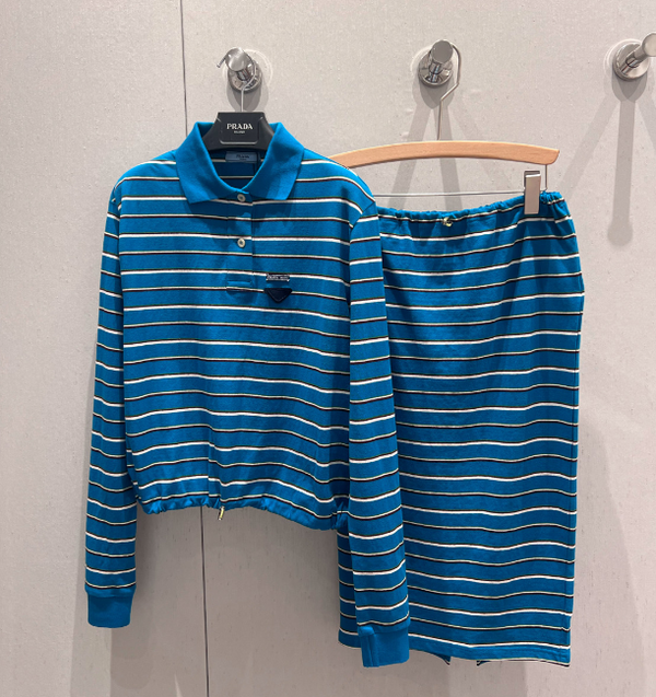 Prada 25 Striped Set Blue Cotton 210598