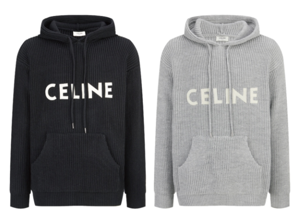 CELINE Patch Embroidered Hoodie Sweater Wool Cotton
