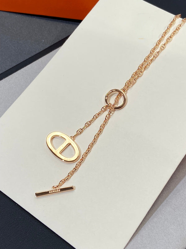 CHAINE SMALL FULL DIAMOND PIG NOSE PINK GOLD NECKLACE