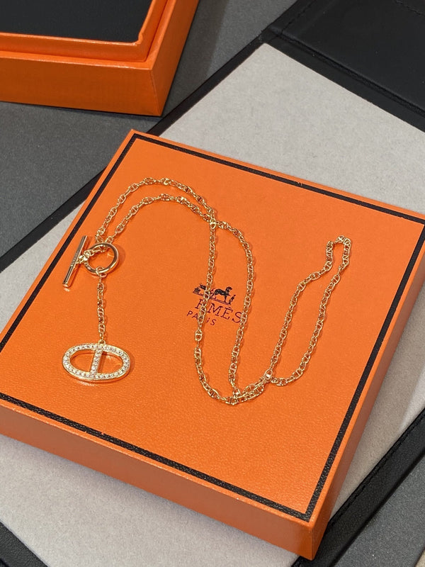 CHAINE SMALL FULL DIAMOND PIG NOSE PINK GOLD NECKLACE