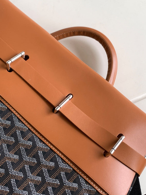 GOYA STEAMER PM BAG 48CM BLACK AND TAN CANVAS