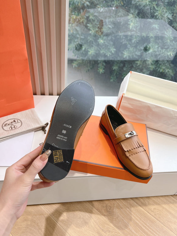 Mocassino Destin in pelle di capra marrone con dettaglio frange