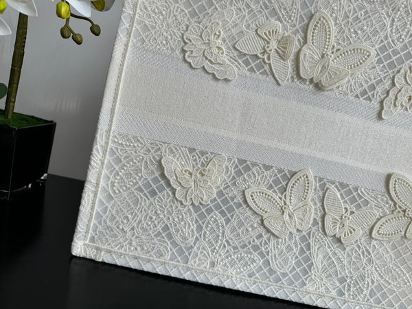 Large CD Book Tote 42cm Butterfly Zodiac White