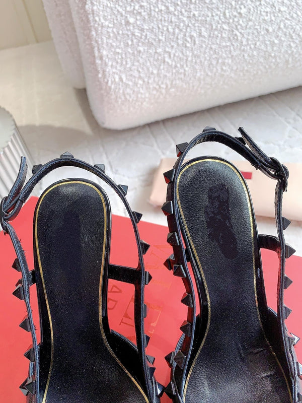 Rockstud High-heels Slingback 10cm Black