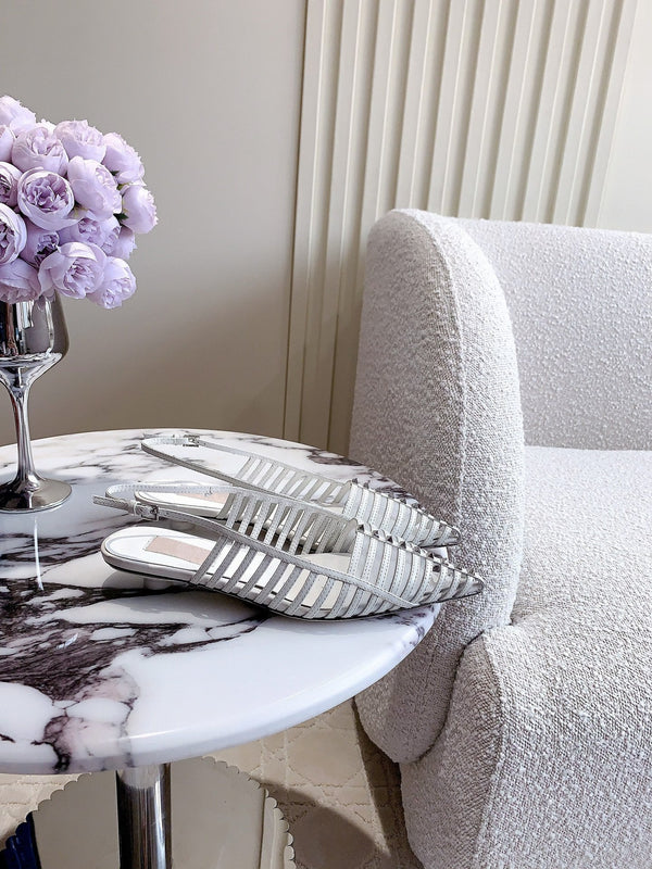 Mesh Slingback Ballerina White