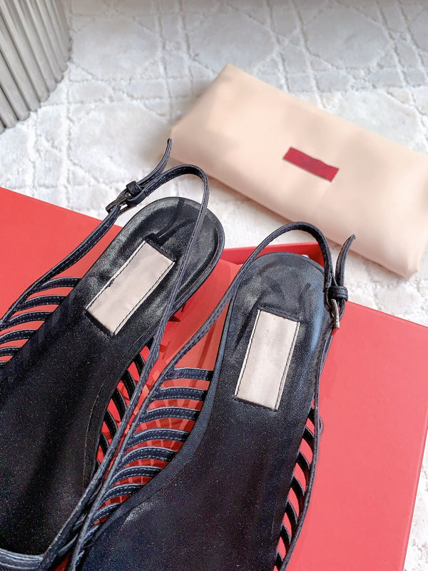 Mesh Slingback Ballerina Black