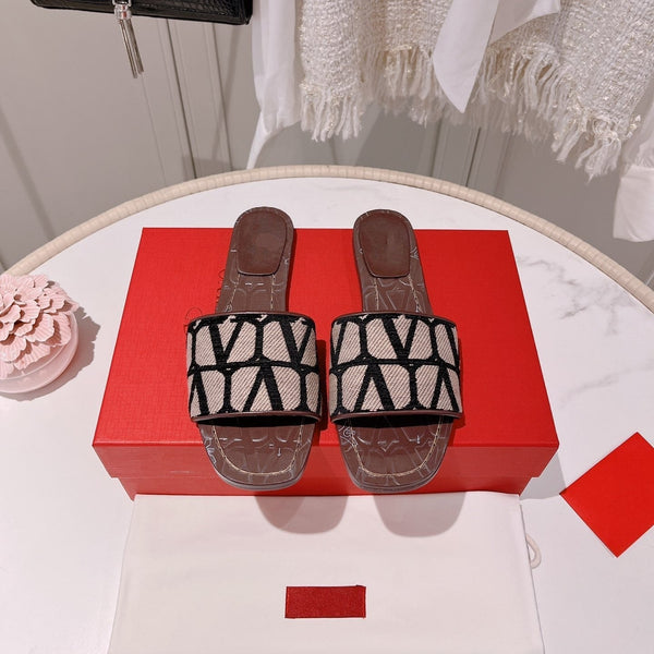 Sandalo Iconograph Canvas Slide Bordeaux Nero Beige