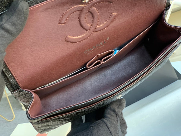 MEDIUM FLAP BAG 25CM BLACK CAVIAR SILVER HARDWARE