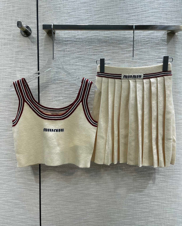 Miu Beige Tank Top and Skirt