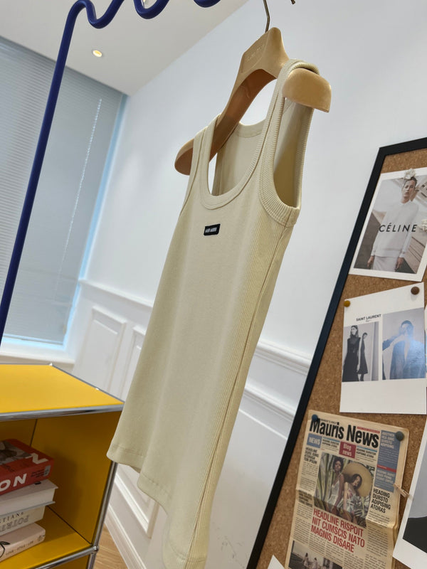 Miu Beige Cotton Tank Top
