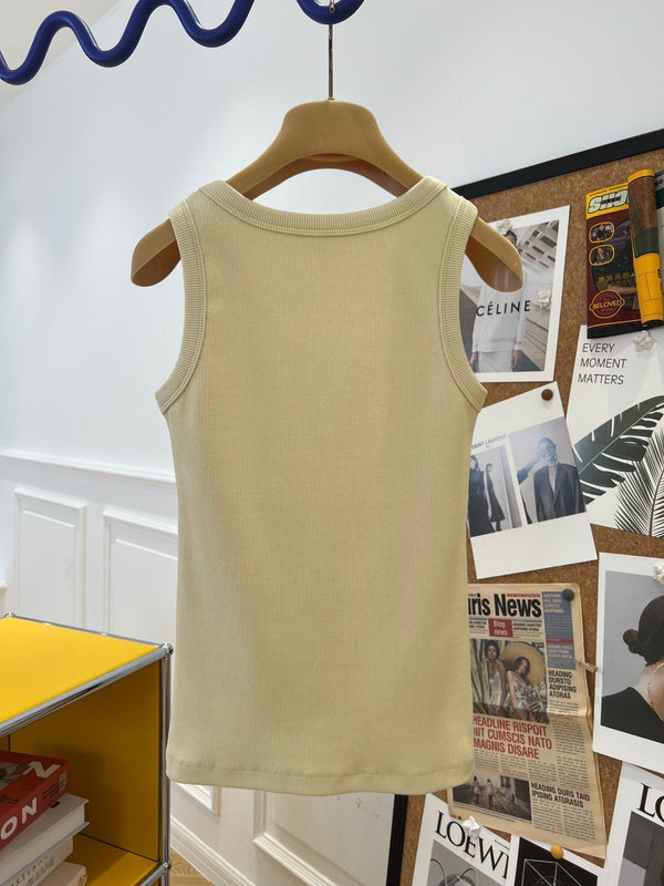 Miu Beige Cotton Tank Top
