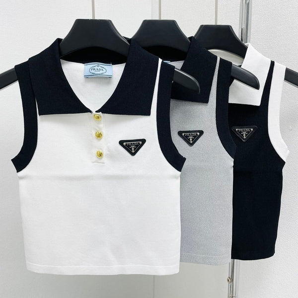 Gilet con risvolto in colore a contrasto Pra