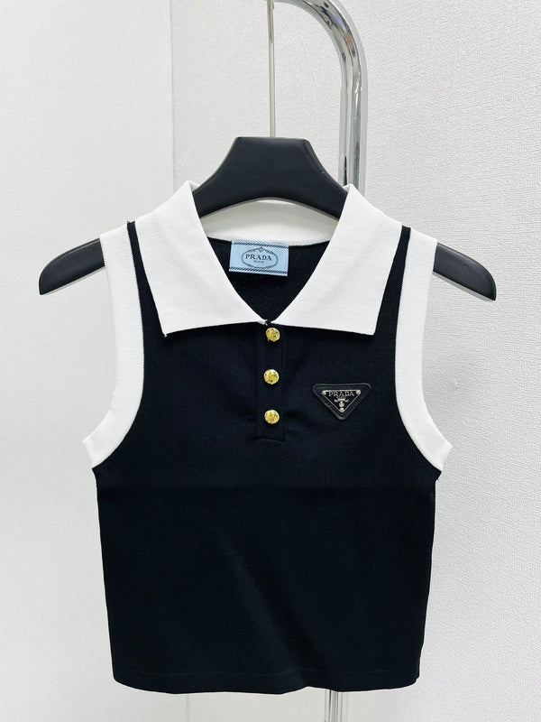 Gilet con risvolto in colore a contrasto Pra