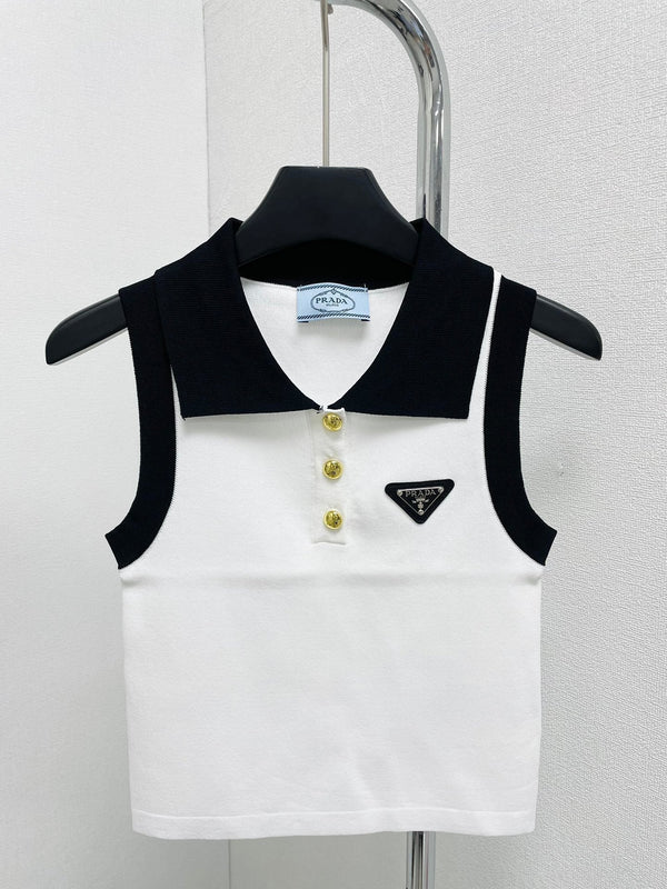 Gilet con risvolto in colore a contrasto Pra