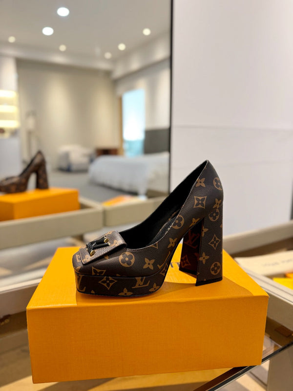 LV Shake Pump 120mm Marrone Scuro Monogram Pelle di Vacchetta