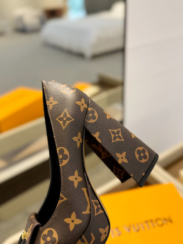LV Shake Pump 120mm Marrone Scuro Monogram Pelle di Vacchetta