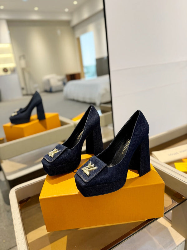 LV Shake Pump 120mm Dark Blue Fabric Denim