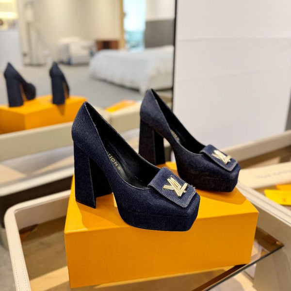 LV Shake Pump 120mm Dark Blue Fabric Denim