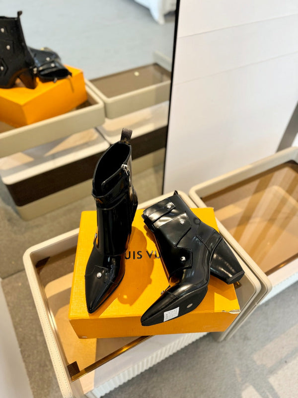 Stivaletto LV Trinity 75mm in pelle di vitello nera lucida