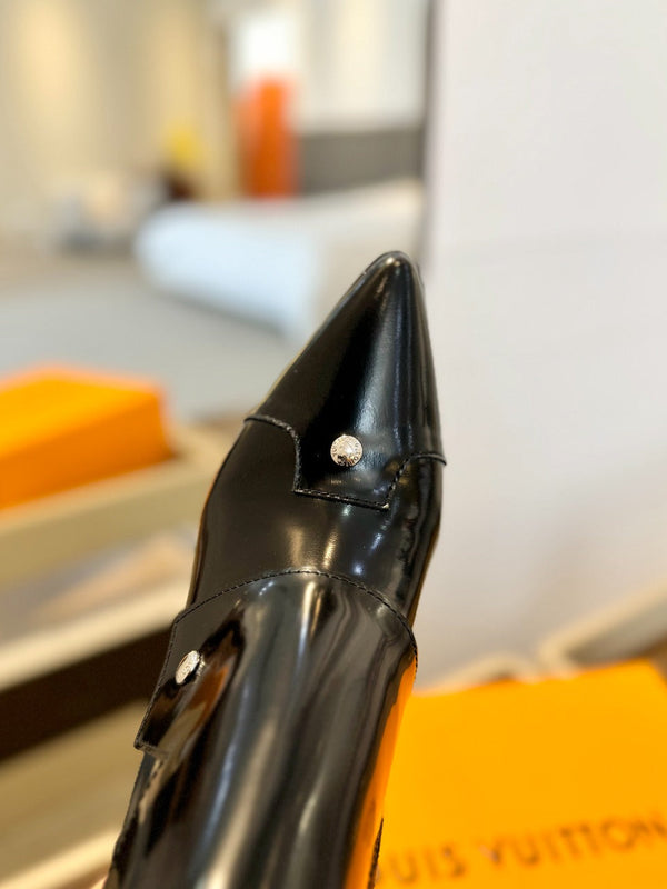 Stivaletto LV Trinity 75mm in pelle di vitello nera lucida