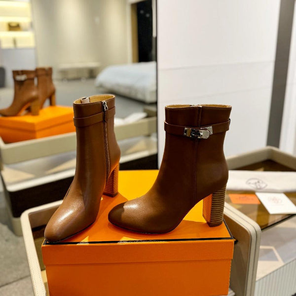 Stivaletto HM Saint Germain 85mm in pelle di vacchetta marrone 961645