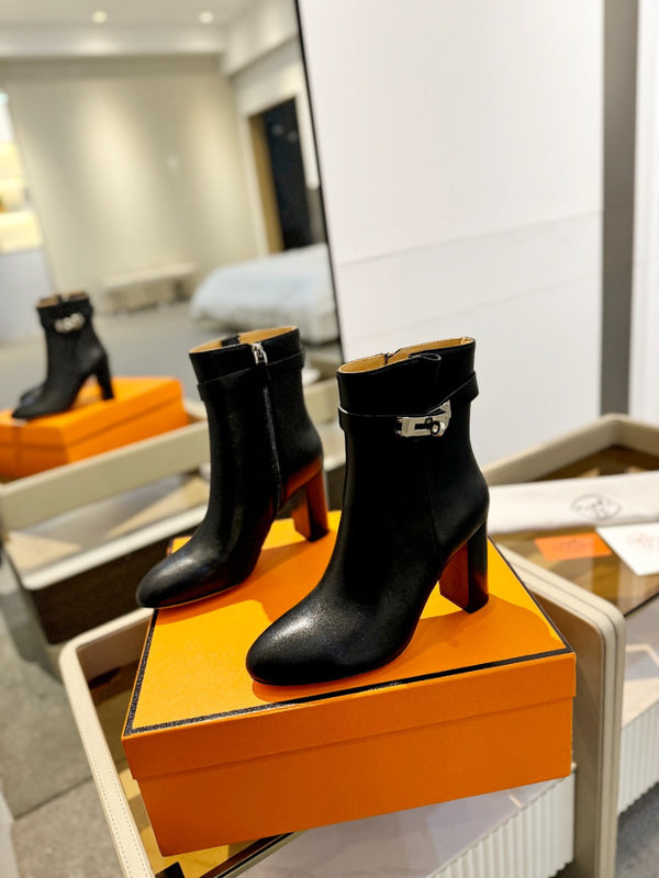 Stivaletto HM Saint Germain 85mm in pelle di vacchetta nera 961647