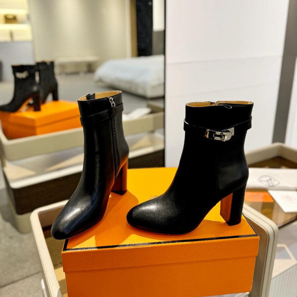 Stivaletto HM Saint Germain 85mm in pelle di vacchetta nera 961647