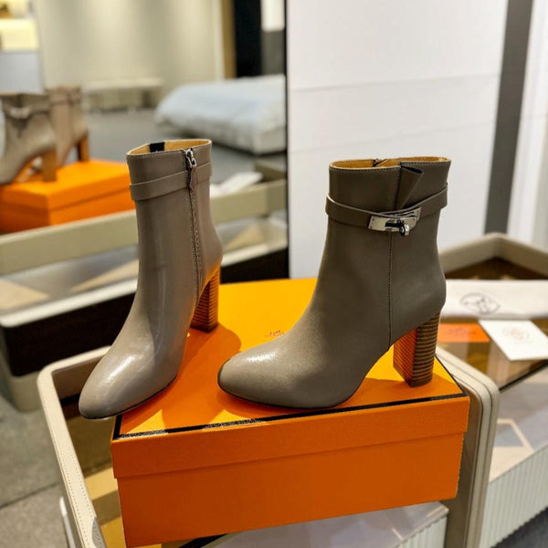 Stivaletto HM Saint Germain 85mm Beige Marrone Chiaro Pelle di Vacchetta 961649