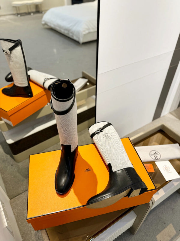 HM Jumping Boot 20mm Black Mix Grey White Cowhide And Tech Fabric  961653