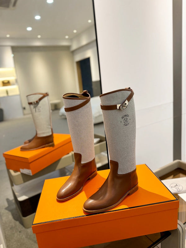 HM Jumping Boot 20mm Brown Mix Grey White Cowhide And Tech Fabric 961657