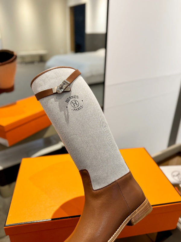 HM Jumping Boot 20mm Brown Mix Grey White Cowhide And Tech Fabric 961657