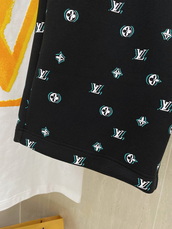 LV CASUAL SHORTS BLACK MIX WHITE COTTON STRETCH FABRIC 239612