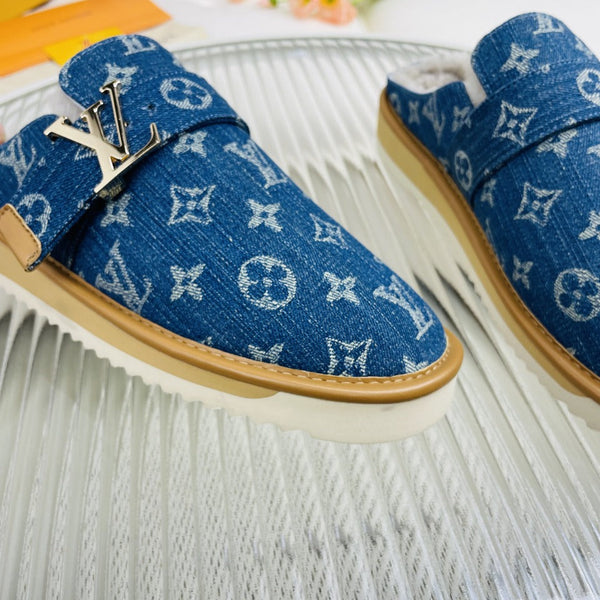 LV Mule Blue Monogram Lambskin