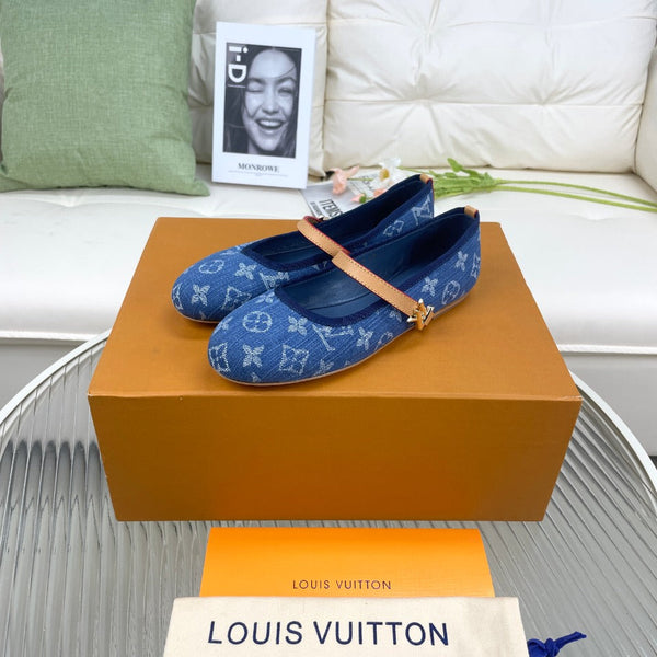 Ballerina piatta LV in tessuto jacquard monogramma blu scuro