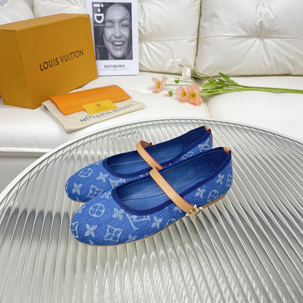 Ballerina piatta LV in tessuto jacquard monogramma blu scuro