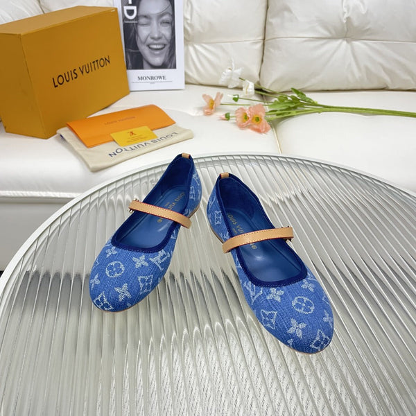 Ballerina piatta LV in tessuto jacquard monogramma blu scuro
