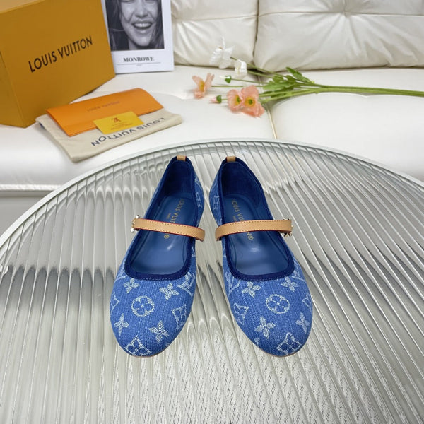 Ballerina piatta LV in tessuto jacquard monogramma blu scuro