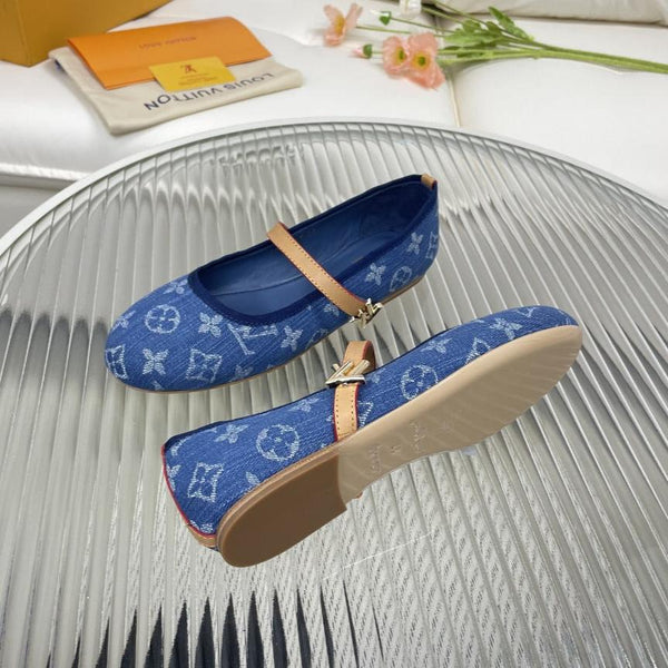 Ballerina piatta LV in tessuto jacquard monogramma blu scuro