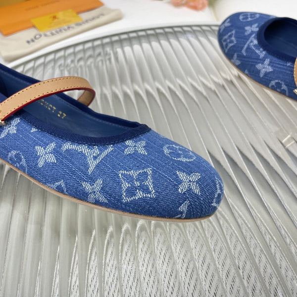 Ballerina piatta LV in tessuto jacquard monogramma blu scuro
